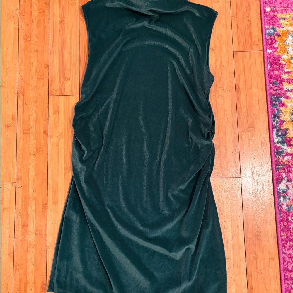 A New Day Dark Green Velvet-like Midi Dress